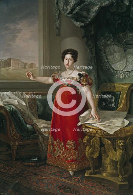Maria Isabel of Portugal (1797-1818), in front of the Prado Museum, 1829.