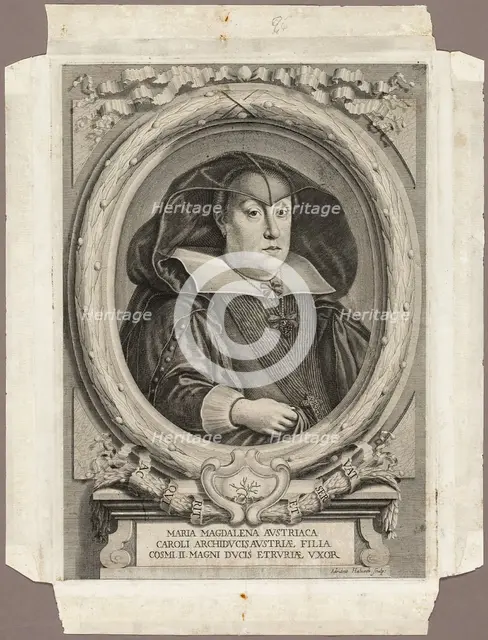Maria Magdalena of Austria, 1666; published 1761. Creator: Adriaen Haelwegh.