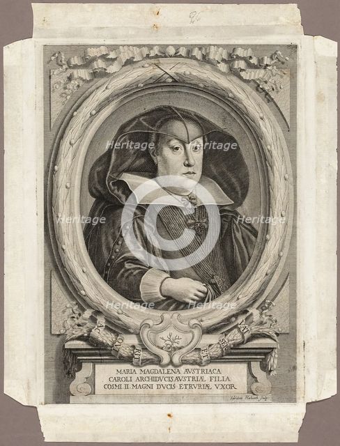 Maria Magdalena of Austria, 1666; published 1761. Creator: Adriaen Haelwegh.