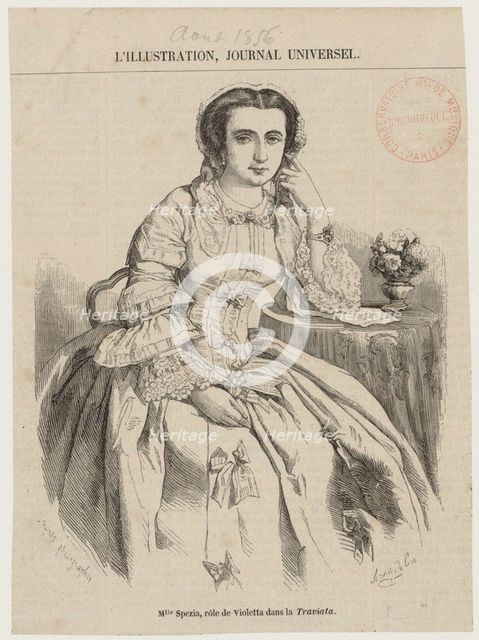 Maria Spezia (1828-1907) as Violetta in Opera La Traviata by Giuseppe Verdi, 1856.