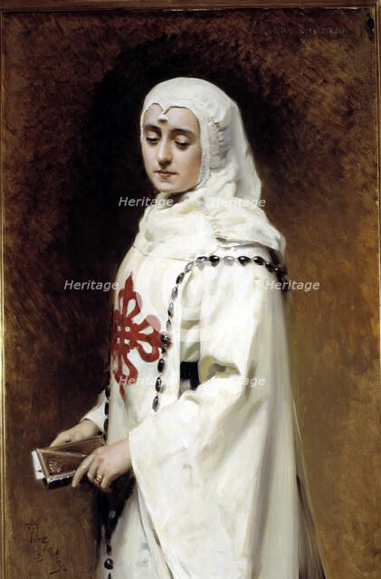 Maria Sverreri (1869-1928), Spanish theater actress, characterized as 'Dona Inés', oil by Raimund…