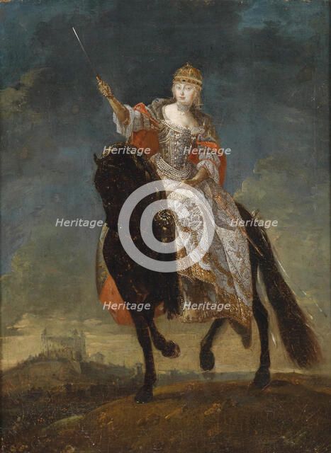 Maria Theresia as Queen of Hungary on the crowning hill of Pressburg, Mid of the 18th cen.. Artist: Anonymous  