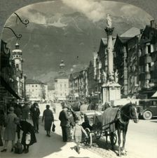 Maria-Theresien Strasse and Pillar of St. Anne, Insbruck, Austria c1930s. Creator: Unknown