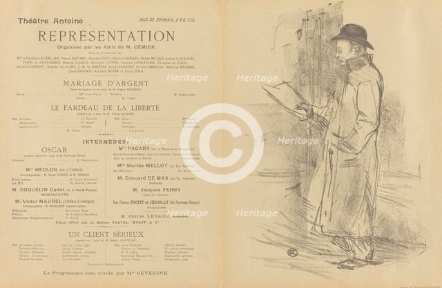Mariage d'argent; Le Fardeau de la liberté; Un Client sérieux [recto], 1897. Creator: Henri de Toulouse-Lautrec.