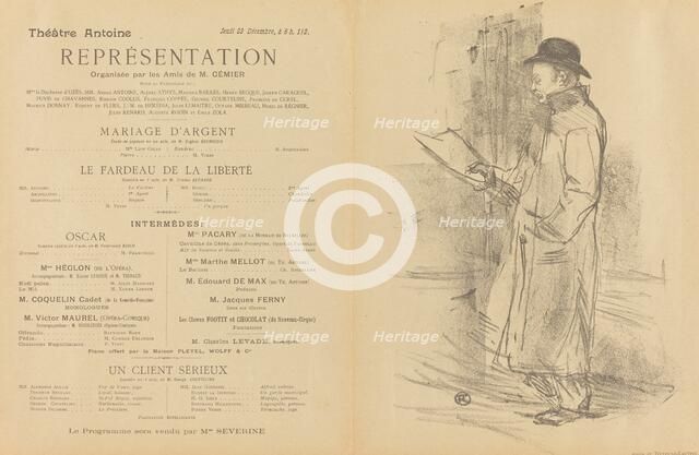 Mariage d'argent; Le Fardeau de la liberté; Un Client sérieux [recto], 1897. Creator: Henri de Toulouse-Lautrec.