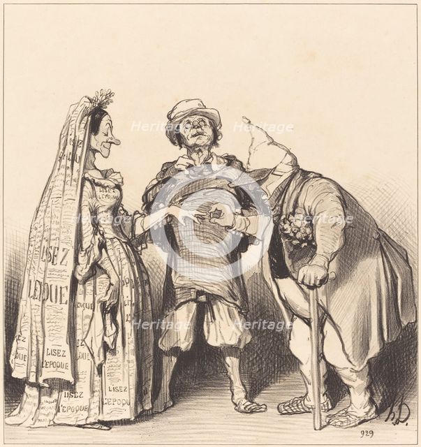 Mariage de l'Époque et du Constitutionnel, 1846. Creator: Honore Daumier.