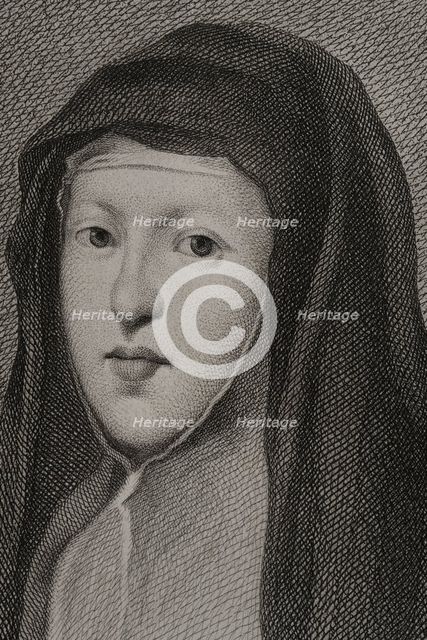 Mariana of Austria (1634-1696), Queen consort of Spain (1649-1665), 1879.  Creators: Alphonse Charles Masson, Magin Pujadas.