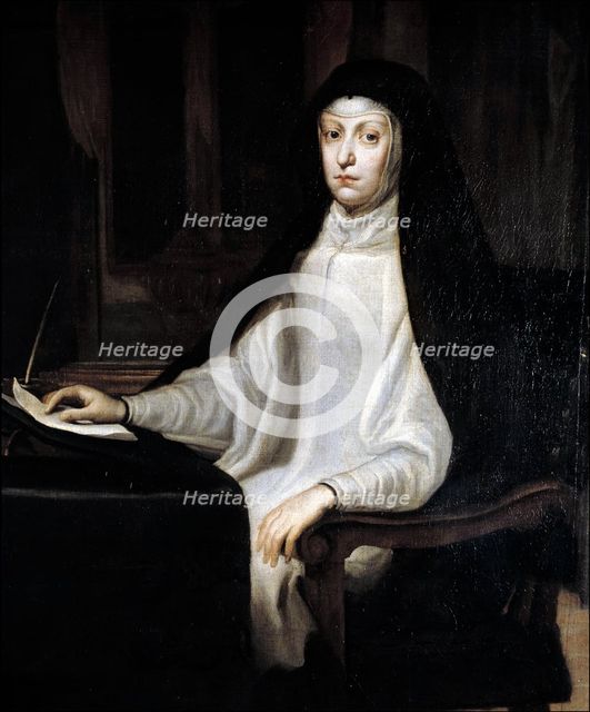 Mariana of Austria (1634-1696), Queen of Spain, wife of Felipe IV, oil painting by Juan Carreño d…