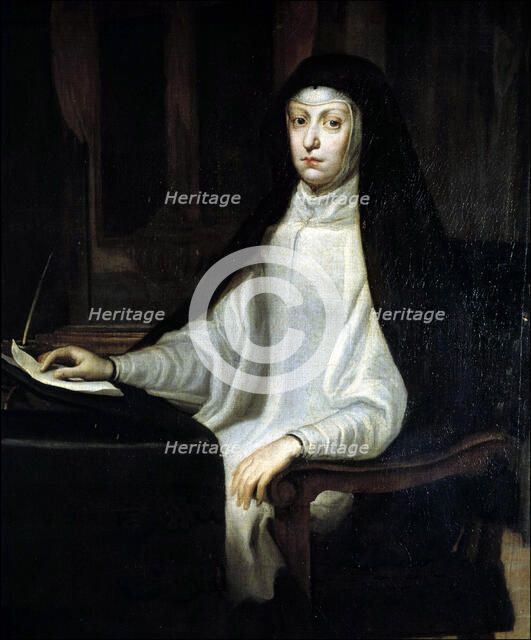 Mariana of Austria (1634-1696), Queen of Spain, wife of Felipe IV, oil painting by Juan Carreño d…
