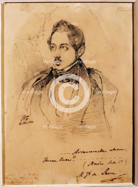 Mariano José de Larra (1809-1837), Spanish writer, drawing, 1834.