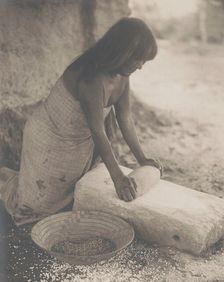 Maricopa Woman Mealing, 1907 Creator: Edward Sheriff Curtis