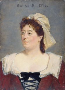 Marie-Caroline Kalb (1854-1930), member of the Comédie-Française, in servant's costume, 1896. Creator: Marcel Baschet