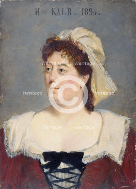 Marie-Caroline Kalb (1854-1930), member of the Comédie-Française, in servant's costume, 1896. Creator: Marcel Baschet.