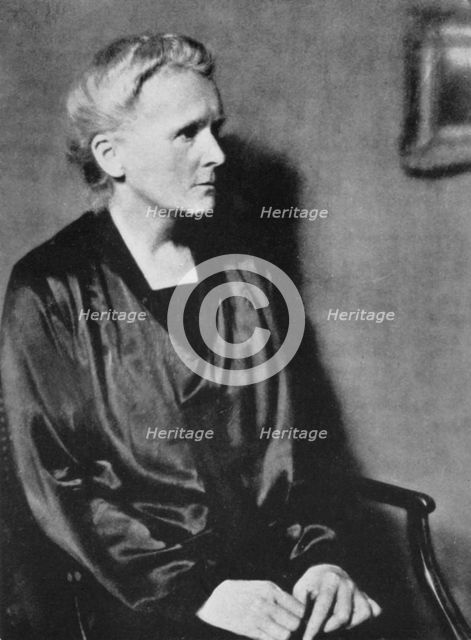 Marie Curie, Polish-born French physicist, 1929. Artist: Unknown