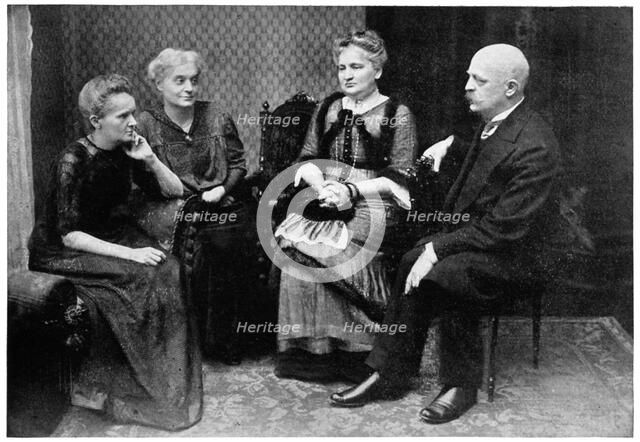 Marie Curie, Polish-born French physicist with members of her family in Warsaw, Poland, 1912. Artist: Anon