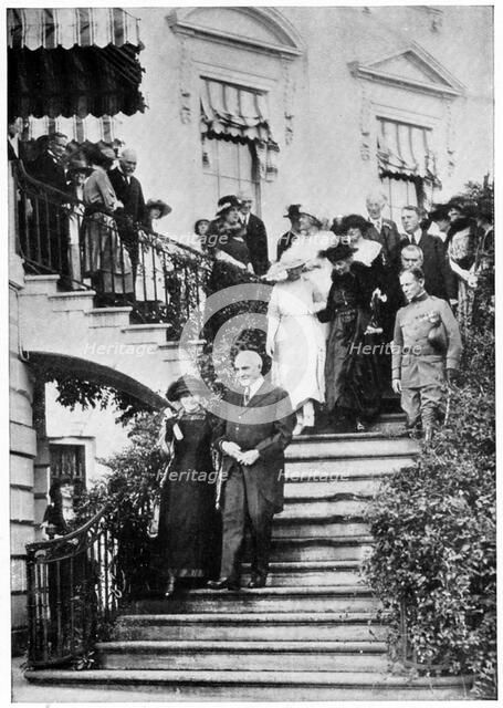 Marie Curie, Polish-born French physicist with US President Harding, 1921. Artist: Anon