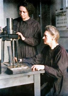 Marie Curie, Polish-born French physicist and her daughter Irene, 1925. Creator: Unknown