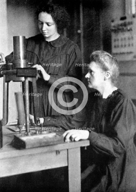 Marie Curie, Polish-born French physicist and her daughter Irene, 1925. Artist: Unknown