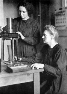 Marie Curie, Polish-born French physicist and her daughter Irene, 1925
