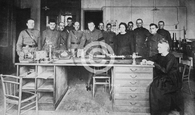 Marie Curie, Polish-born French physicist, at the Institute of Radium, Paris, 1919. Creator: Unknown.
