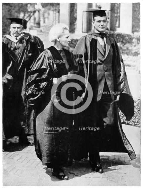 Marie Curie, Polish-born French physicist in 1921.  Artist: Anon