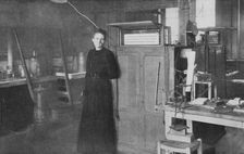 Marie Curie, Polish-born French physicist, in her laboratory, 1912