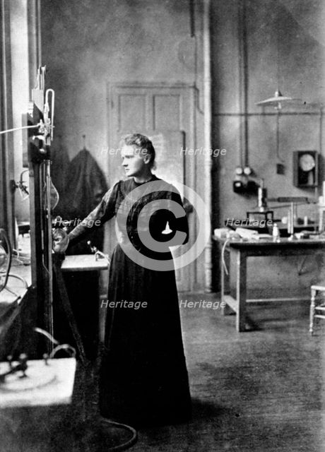 Marie Curie, Polish-born French physicist in her laboratory, 1912. Creator: Unknown.