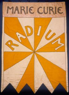 Marie Curie, Radium banner, 1908. Creator: Mary Lowndes