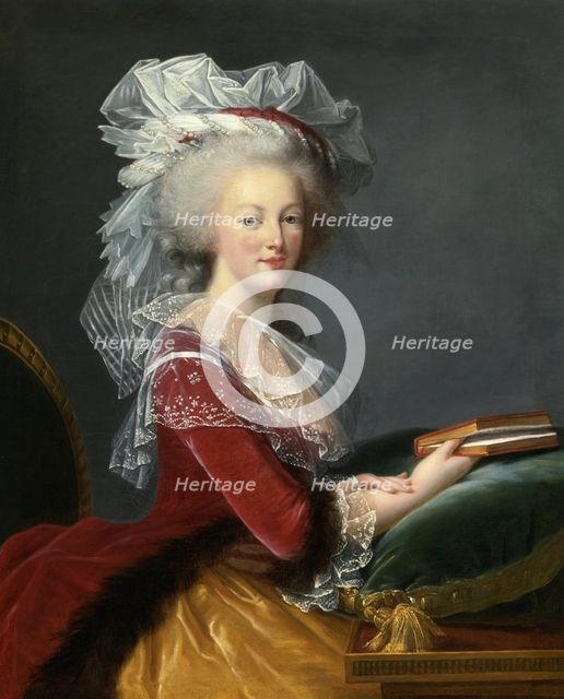 Marie Antoinette with a book.