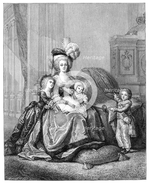 Marie Antoinette And Her Children, c1787, (1885). Creator: Unknown.