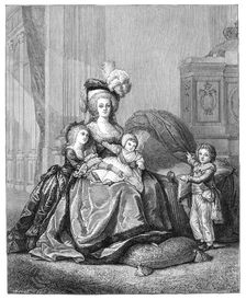 Marie Antoinette And Her Children, c1787, (1885). Creator: Unknown