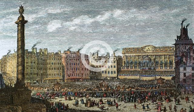 Marie Antoinette arrives at the Town Hall in Paris during the celebration of the Dauphin..., 1782. Creator: Unknown.