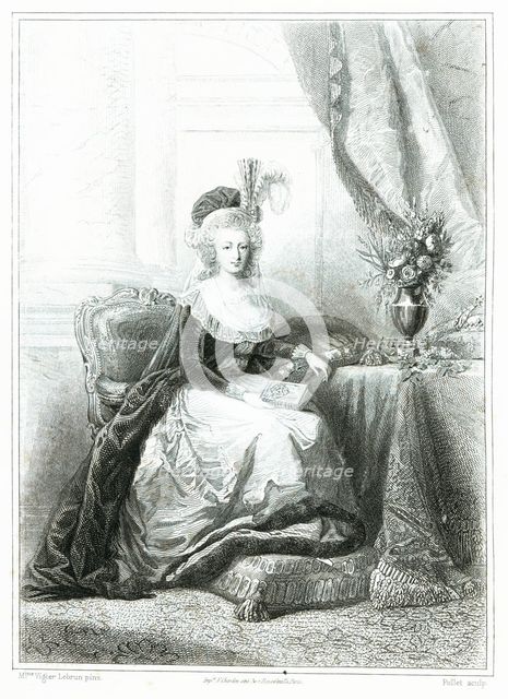 Marie-Antoinette of Austria (1755-1793), queen consort of France, wife of Louis XVI, engraving fr…