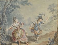 Marie Allard and Jean Dauberval in the opéra-ballet Silvie. Artist: Carmontelle, Louis (1717-1806)