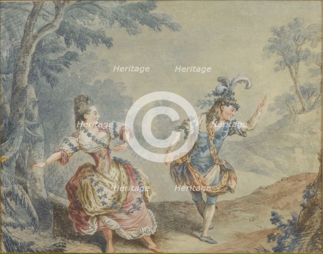 Marie Allard and Jean Dauberval in the opéra-ballet Silvie. Artist: Carmontelle, Louis (1717-1806)