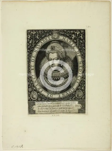 Marie de Médicis, Queen of France, Second Wife of Henry IV, n.d. Creator: Thomas de Leu.