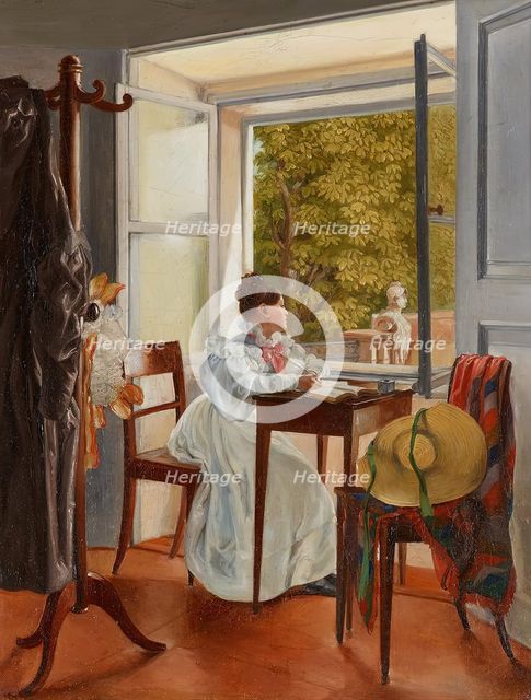 Marie Krafft at the desk, 1828-1834. Creator: Johann Peter Krafft.
