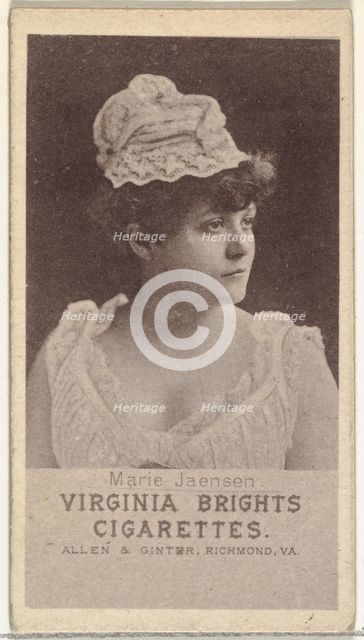Marie Jaensen, from the Actresses series (N67) promoting Virginia Brights Cigarettes f..., ca. 1888. Creator: Allen & Ginter.