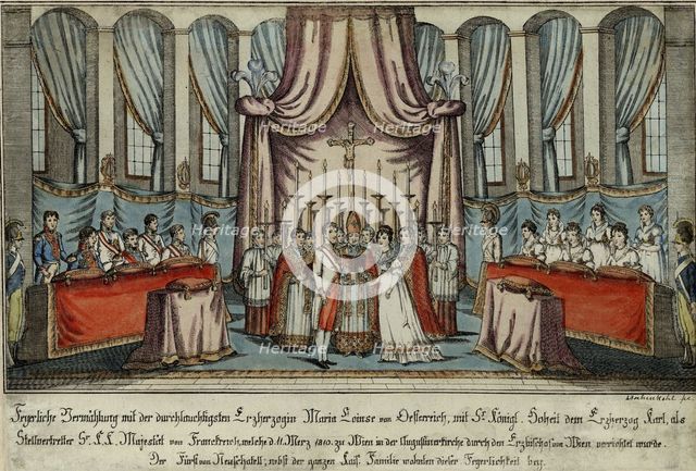 Marie-Louise married Napoleon by proxy in Vienna, with Archduke Charles standing in for Napoleon, 18 Artist: Loeschenkohl, Johann Hieronymus (1753-1807)