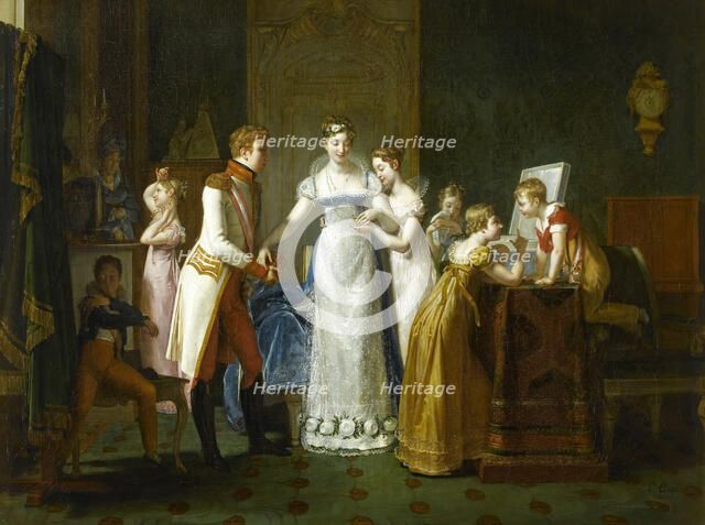 Marie-Louise of Austria Bidding Farewell to her Family in Vienna, 13th March 1810. Artist: Auzou, Pauline (1775-1835)