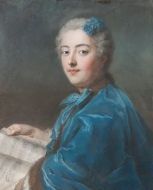 Marie-Sophie de Courcillon, Duchesse de Pecquigny, Princesse de Rohan, between 1738 and 1742. Creator: Maurice-Quentin de La Tour