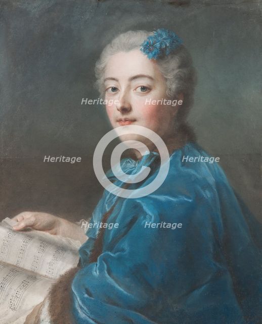 Marie-Sophie de Courcillon, Duchesse de Pecquigny, Princesse de Rohan, between 1738 and 1742. Creator: Maurice-Quentin de La Tour.