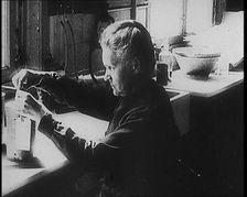 Marie Sklodowska Curie, the Famous Physicist and Chemist, in Her Laboratory, 1920. Creator: British Pathe Ltd