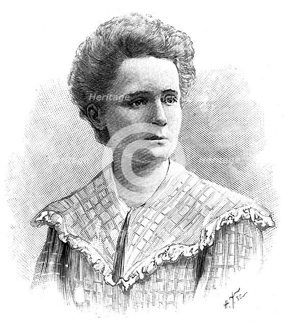 Marie Sklodowska Curie, Polish-born French physicist, 1904.   Artist: Anon