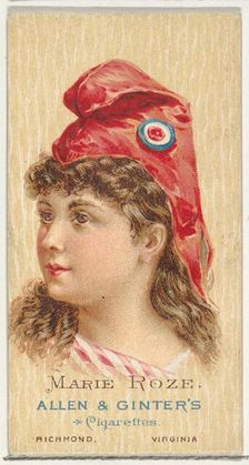 Marie Roze, from World's Beauties, Series 2 (N27) for Allen & Ginter Cigarettes, 1888., 1888. Creator: Allen & Ginter