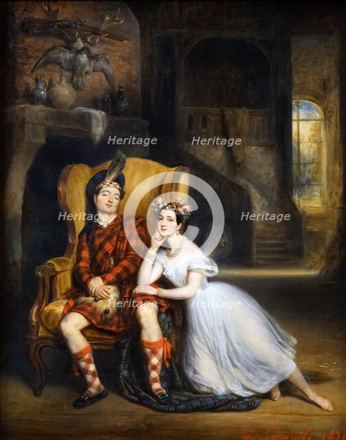 Marie Taglioni and her brother Paul in the ballet "La Sylphide", 1834. Creator: Lépaulle, François-Gabriel (1804-1886).