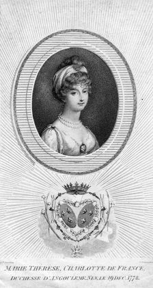 Marie-Therese-Charlotte de Bourbon, Duchess of Angouleme and Dauphine of France, 1805. Creators: Luigi Schiavonetti, Marie Therese of Angouleme, Duchesse de Bourbon