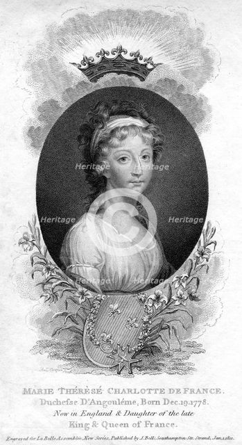 Marie-Therese-Charlotte de Bourbon, Duchess of Angouleme and Dauphine of France, 1811. Creator: Unknown.