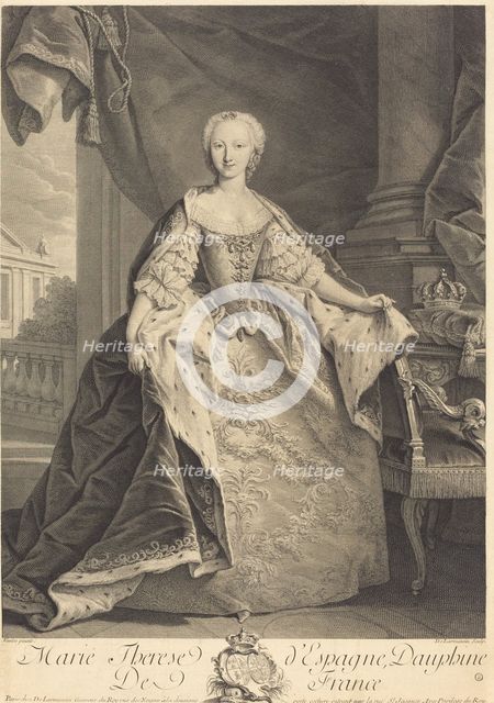 Marie Therese of Spain, Dauphine of France. Creator: Nicolas de Larmessin.