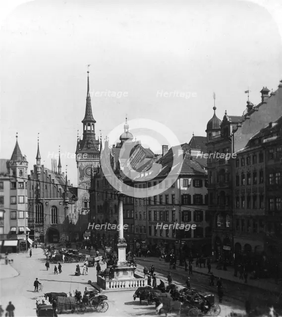 Marienplatz, Munich, Germany, c1900. Artist: Wurthle & Sons
